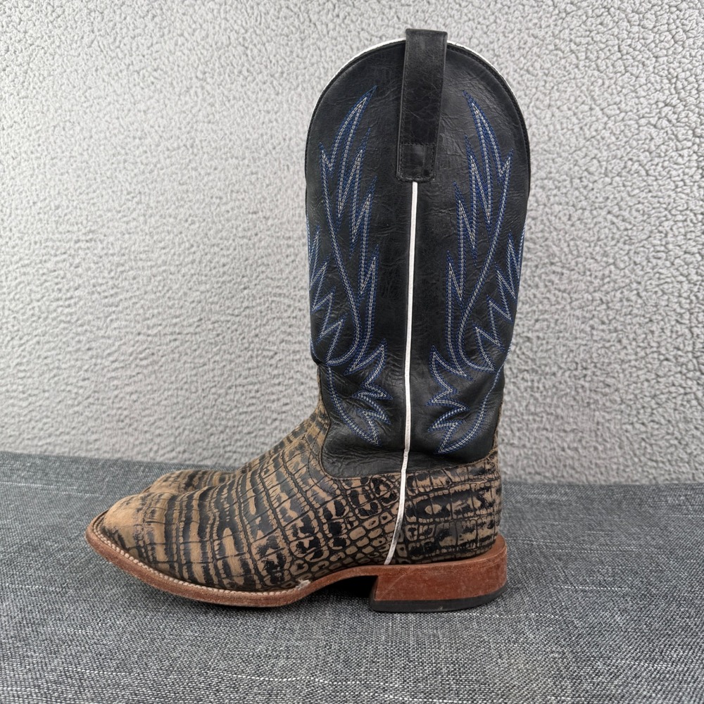 Horse Power 13" Coco Caiman Print Western Boot Grey Squared Toe Mens Size 9.5D